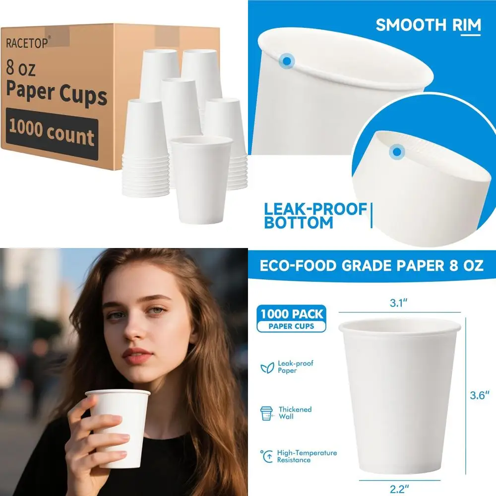 100 Pack 8 oz Disposable Paper Cups - Perfect for Events, Home, and ...