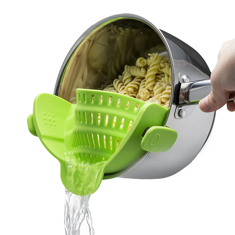 Universal Silicone Clip-on Pan Pot Strainer Anti-spill Pasta Pot Strainer Food Grade Rice Fruit Colander Strainer Kitchen Gadgets