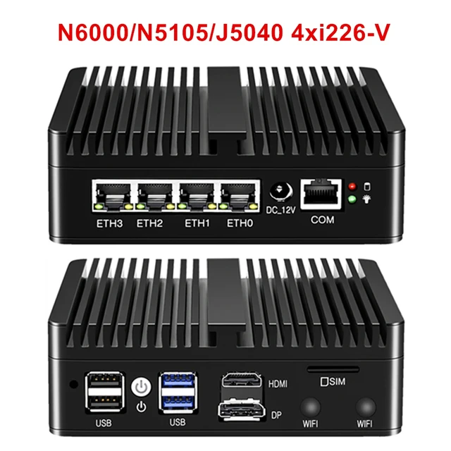 4x 2.5G i226 Lan Intel N150 N100 Mini PC N6000 N5105 N6210 Router morbido Industriale Fanless pfSense PVE Firewall Computer ESXi 3
