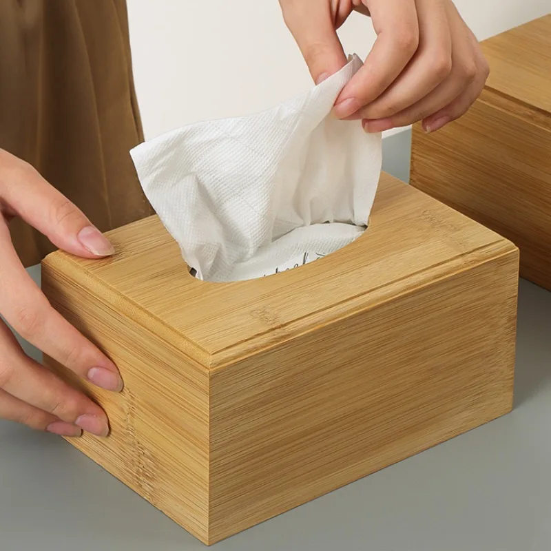 Bamboo Wood Tissue Box Holder Toothpick Box Living Room Coffee Table Restaurant Storage Accessories Rectangular Storage Box 6