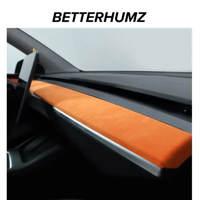 Betterhumz for Tesla Model 3 Y Car Interior Dashboard Door Panel Cover Made of Alcantara Decals Accessories