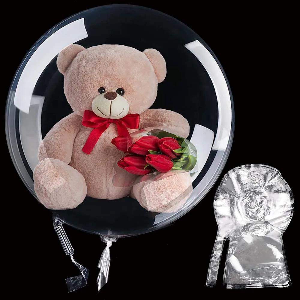 24 Palloncini Bobo Trasparenti Giganti 61 Cm Con 1 Ricambio - Per Decorazioni Fai Da Te, Baby Shower, Matrimoni - In TPU Sicuro