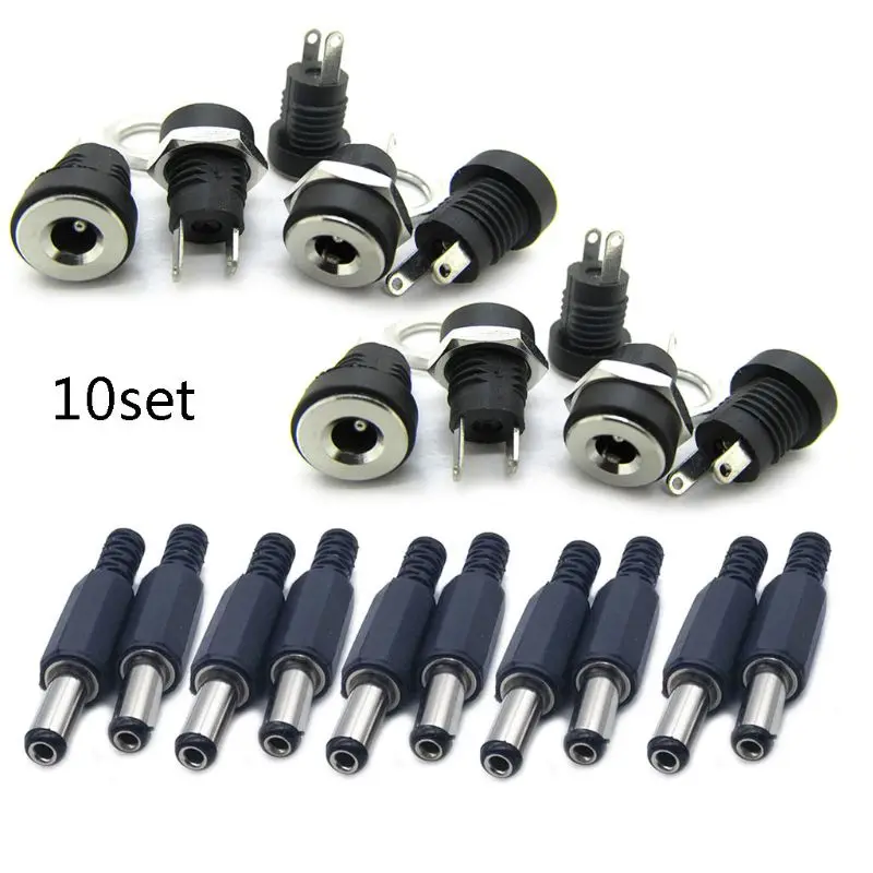 

10 Pairs 5.5x2.1mm for DC Female & Male Power Adapter for Universal Laptop Inter Dropship