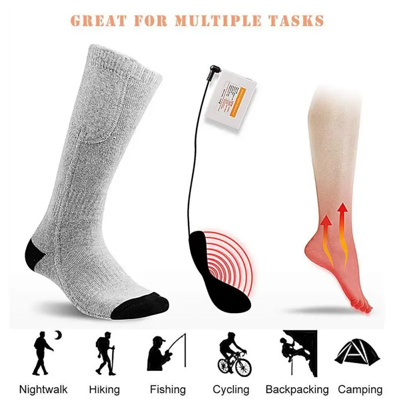  Calcetines calefactables para hombres y mujeres, calcetines  eléctricos recargables para invierno, mejorados, 5 V, 6000 mAh, calcetines  de calefacción a batería para clima frío, deportes al aire libre, :  Deportes y