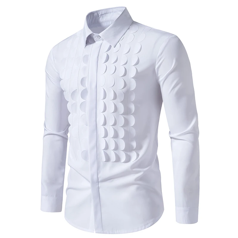 Men Long Sleeve Shirts Double Breasted Henry Collar Mens Dress Shirts Casual Male Clothes Chemise Hemd Homme Shirt S42 - Image 4