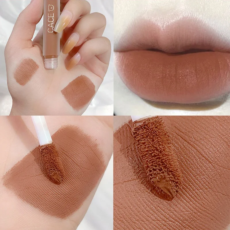 CACE Cute Bear Lip Mud Set — Velvet Lip Tint, Long-Lasting Lip Mud, Adorable and Affordable Lipstick Collection for Students 4