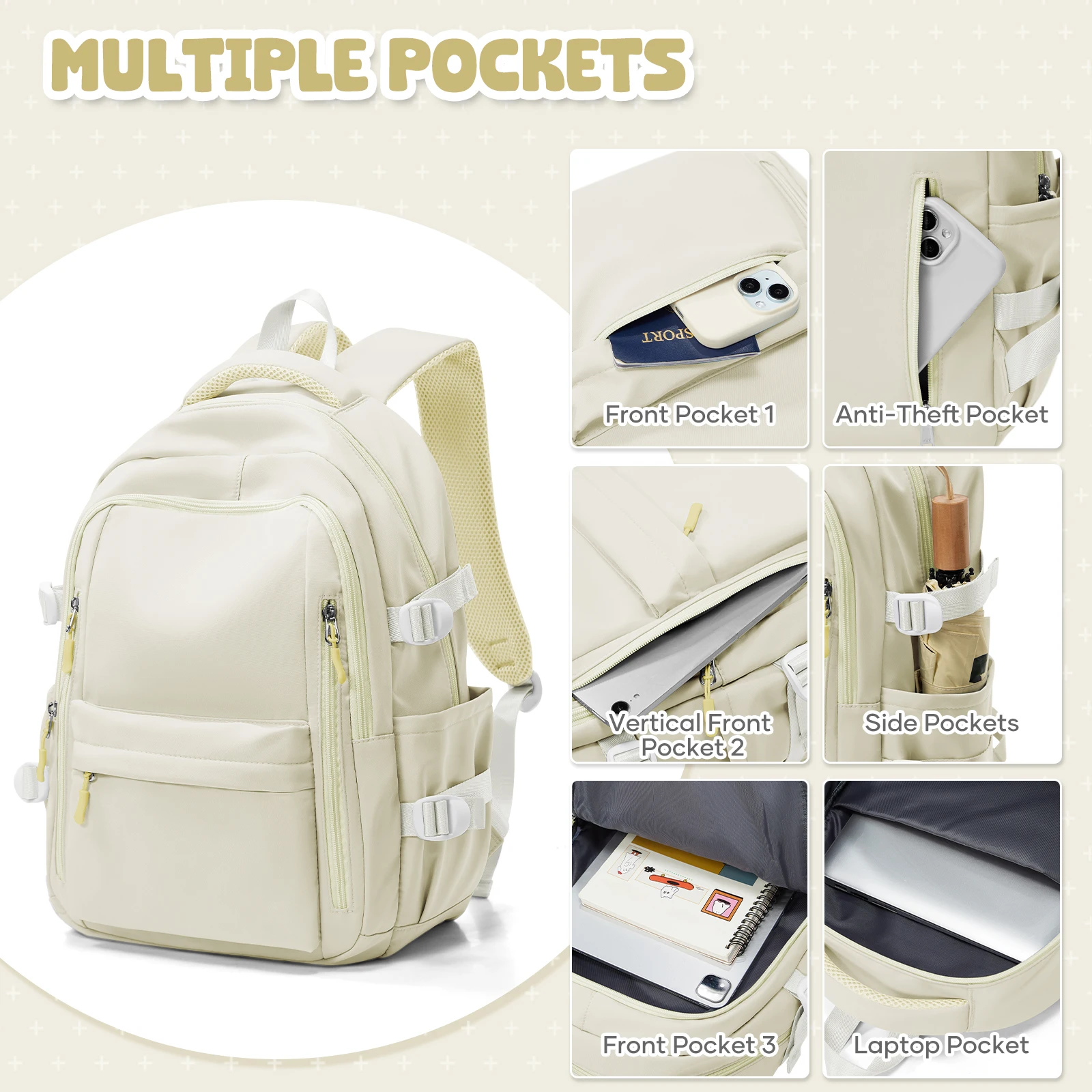 School Backpack for Girl Boy High Capacity Waterproof Teens College Daypack Knapsack Men Women Travel Backpack Laptop Kawaii Bag - 3