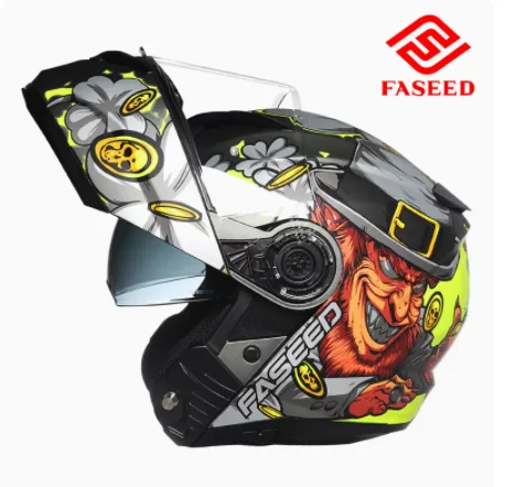 

Women Men Motorcycle Helmet Double Lens Personality Cool Helm Four Season Off-Road Motorbike Motocross Scooter Full Helmet Casco