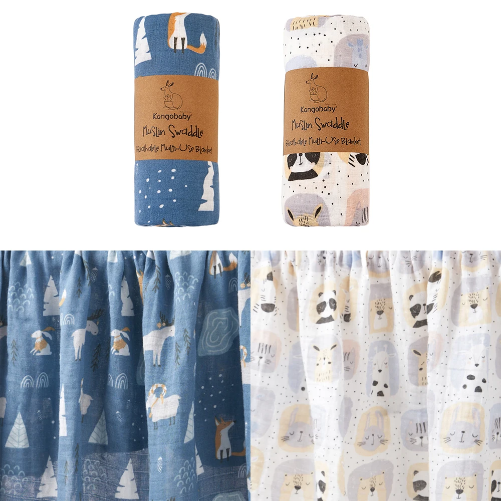 Kangobaby # My Soft Life #2pcs Set 100% Algodão Bebê Musselina Swaddle Blanket Recém-nascidos Toalha de Banho Envoltório Infantil