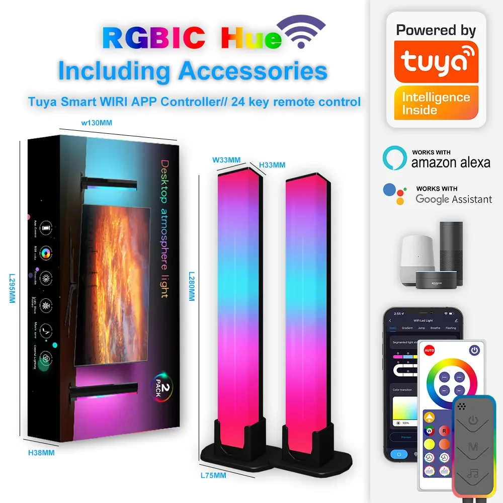 

Led Desktop Atmosphere Light RGB Tuya WIFI APP Music Sync Pickup Backlight Ambient Lamp for TV Computer Game Desktop Decoration