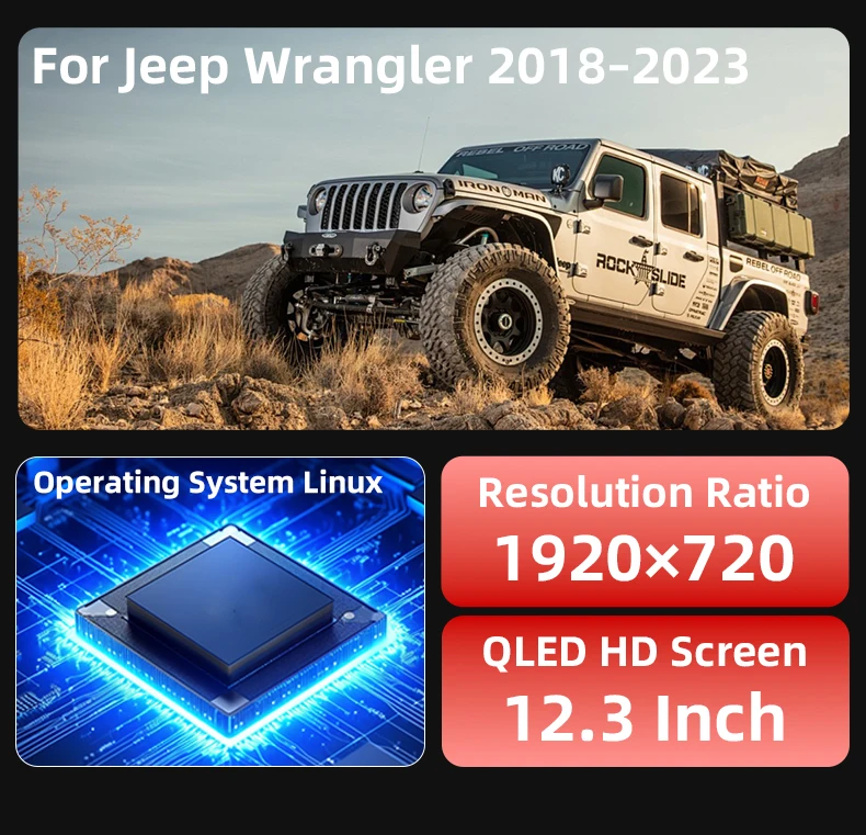 12.3'' full HD LCD Digital Instrument Cluster For Jeep Wrangler JL/Gladiator 201