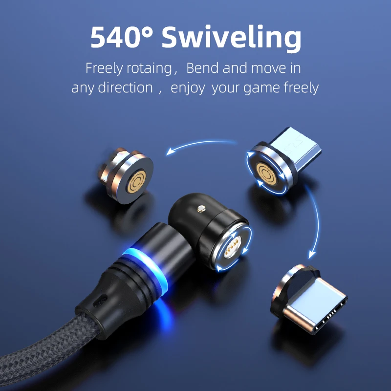 Магнитный зарядный кабель USB Type-C, 3 А, 0,5/1/2/3 м