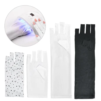 Guanti per nail art Protezione UV Accessori per manicure per unghie Strumenti Forniture Guanti per unghie bianchi neri per protezione luci lampada UV
