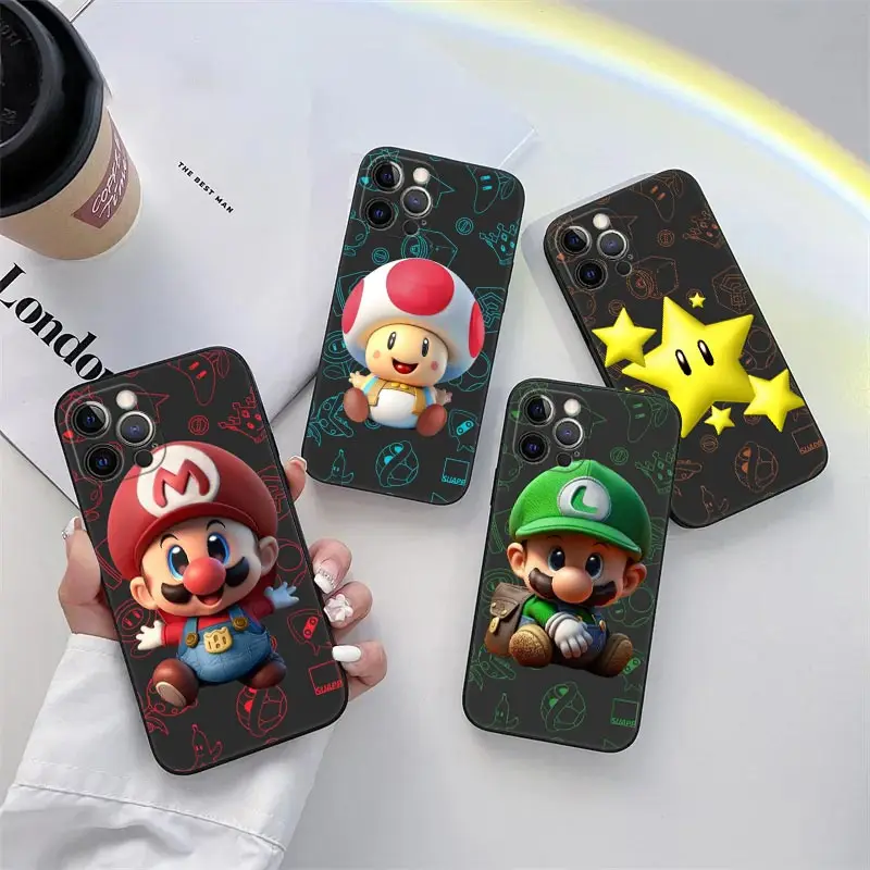 Custodia Per Telefono Super-Bros-M-Marios Karts Per Iphone 11 15 Pro Max Custodia Coque 14 Plus 13 Pro 12 11 X Xs Xr 7 8 Se 2020 Tpu Soft Cover