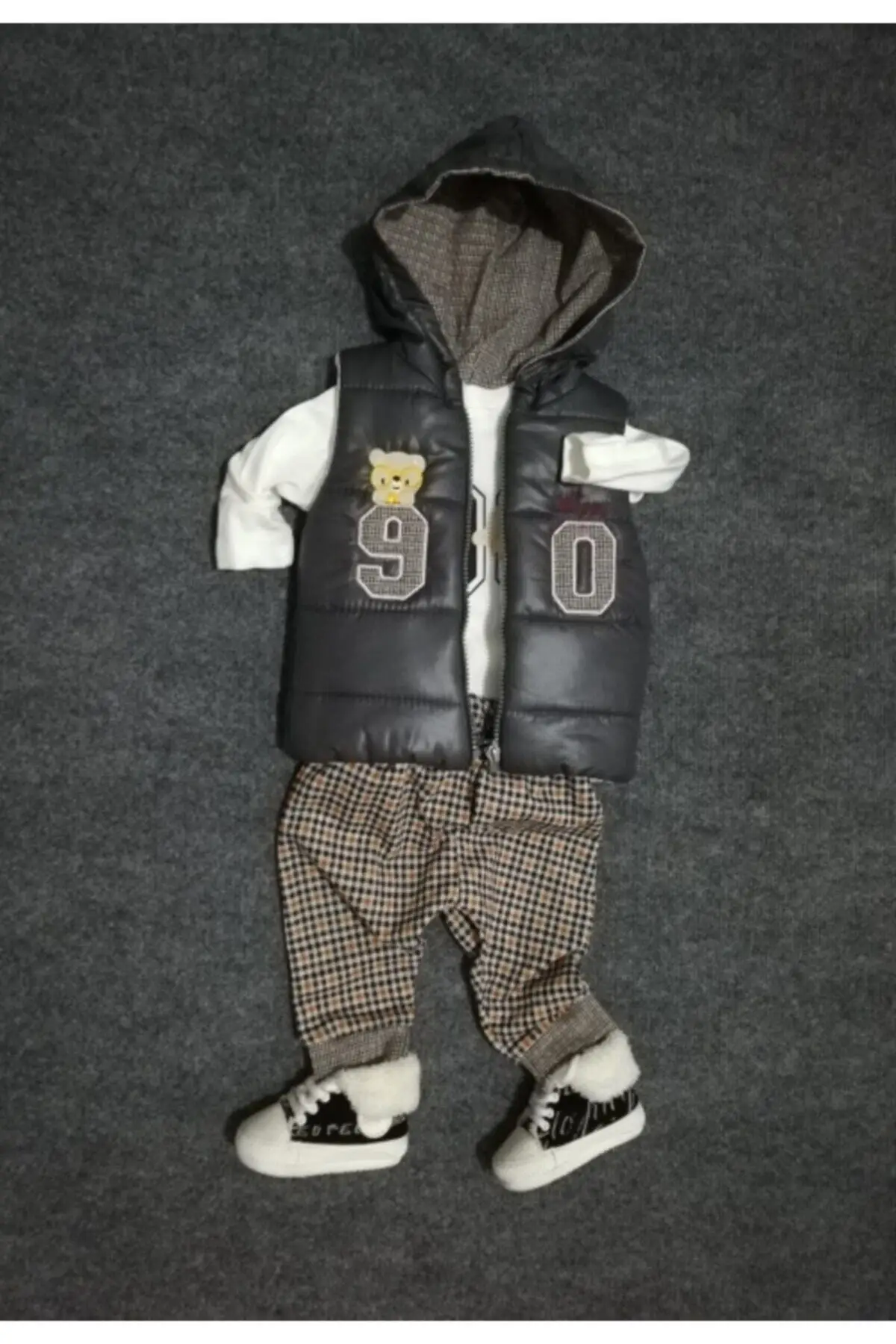 

Hippie Inflatable Vest Grey 90 3-Suit Printed Cotton Hooded Baby Suits Clothing