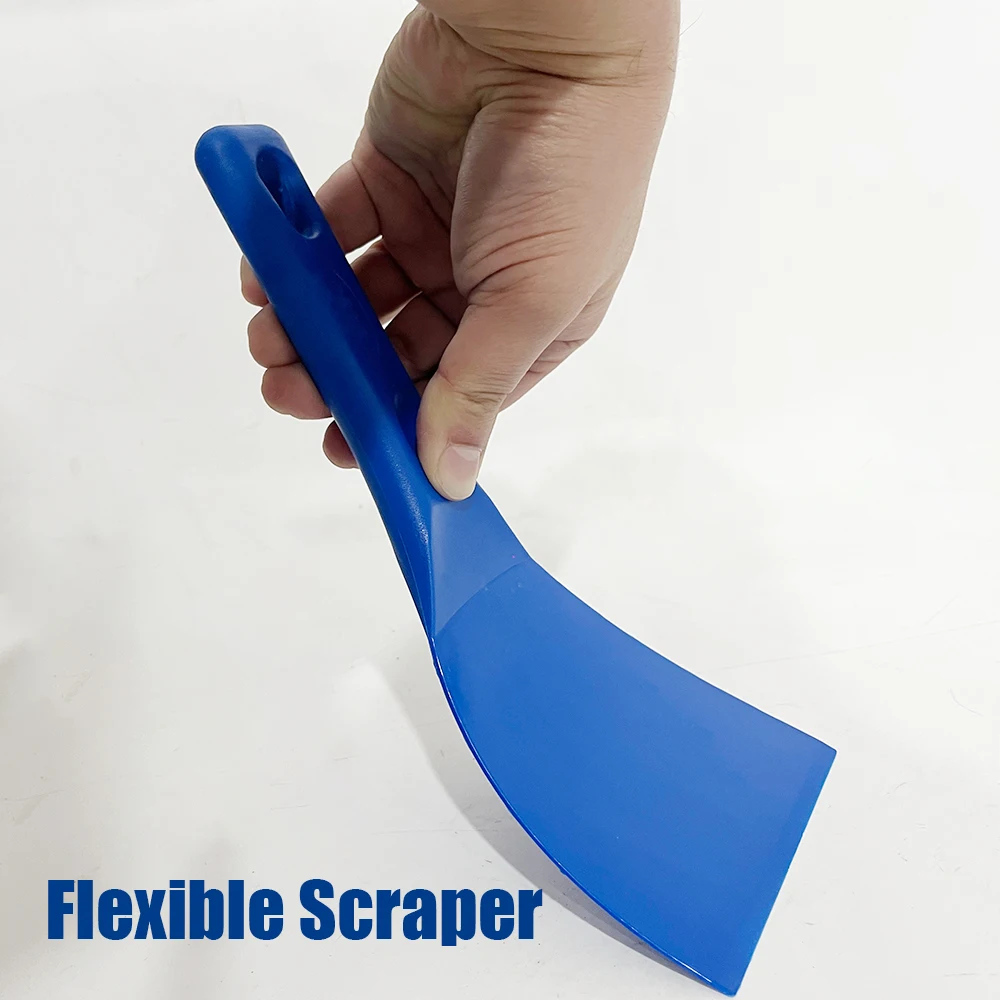 SHANGPEIXUAN 14/13/12 inch Pizza Peel with Flexible Scraper Set Blue Handle Spatulas Hard Anodized Pizza Shovel Tools