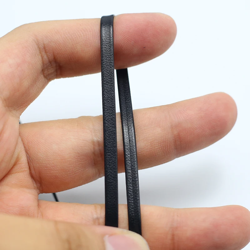 2m 블랙 파인 PU 가죽 로프 3-25mm 플랫 스트랜드 가죽 로프 목걸이 팔찌 수제에 적합