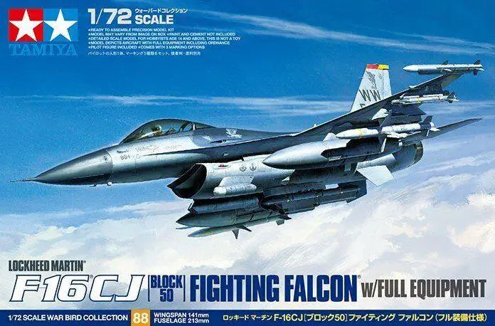 Tamiya 60788 1/72 Lockheed Martin F-16 Cj Block 50 Falcon Da Combattimento Con Attrezzatura