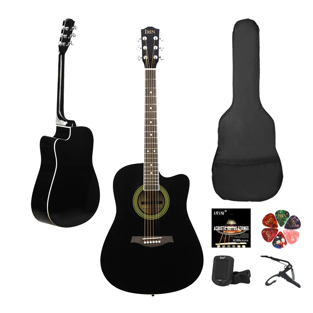 

IRIN Acoustic Guitar 41 Inch 6 Strings 21 Frets Guitar Basswood Folk Guitar with Guitarra Strings Capo Tuner Picks Accessories