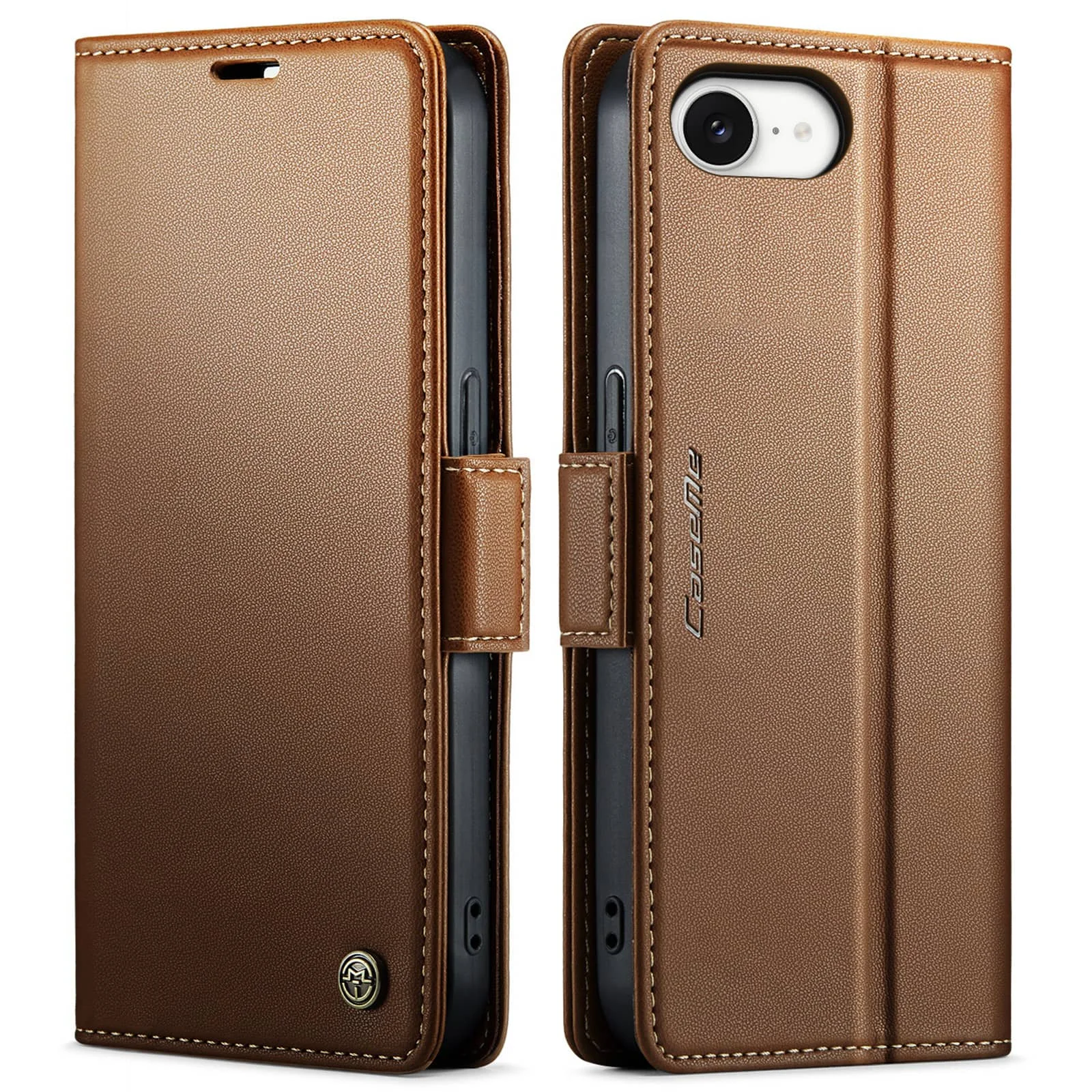 Leather Wallet Case with Card Holder & RFID Blocking, Shockproof Design with Magnetic Clasp and Kickstand