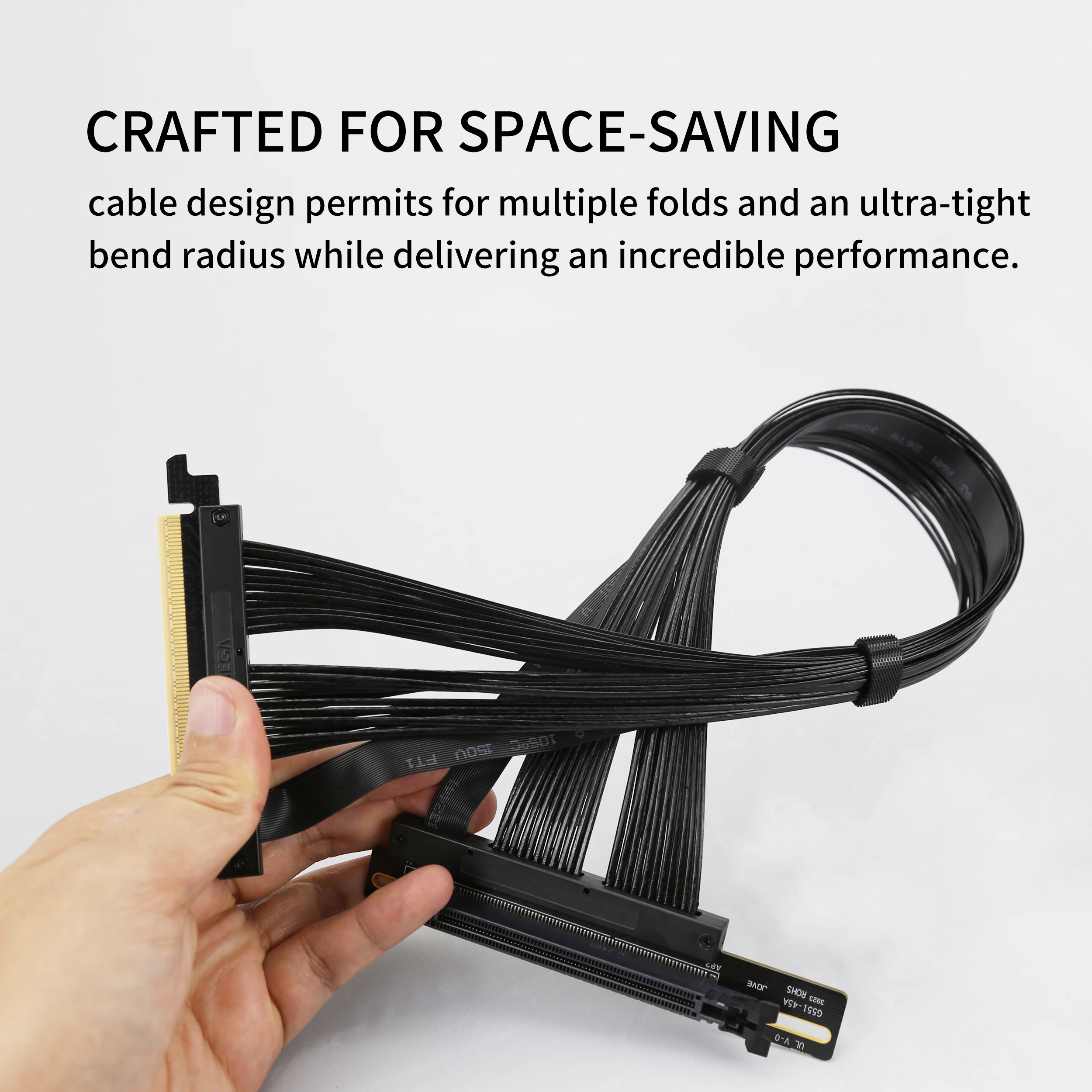 PCI-E 4.0 X16 Server Graphics Card Extension Cable GEN4 for AI Server Left Angle Socket 3.0 Gen3 Compatible/BLACK