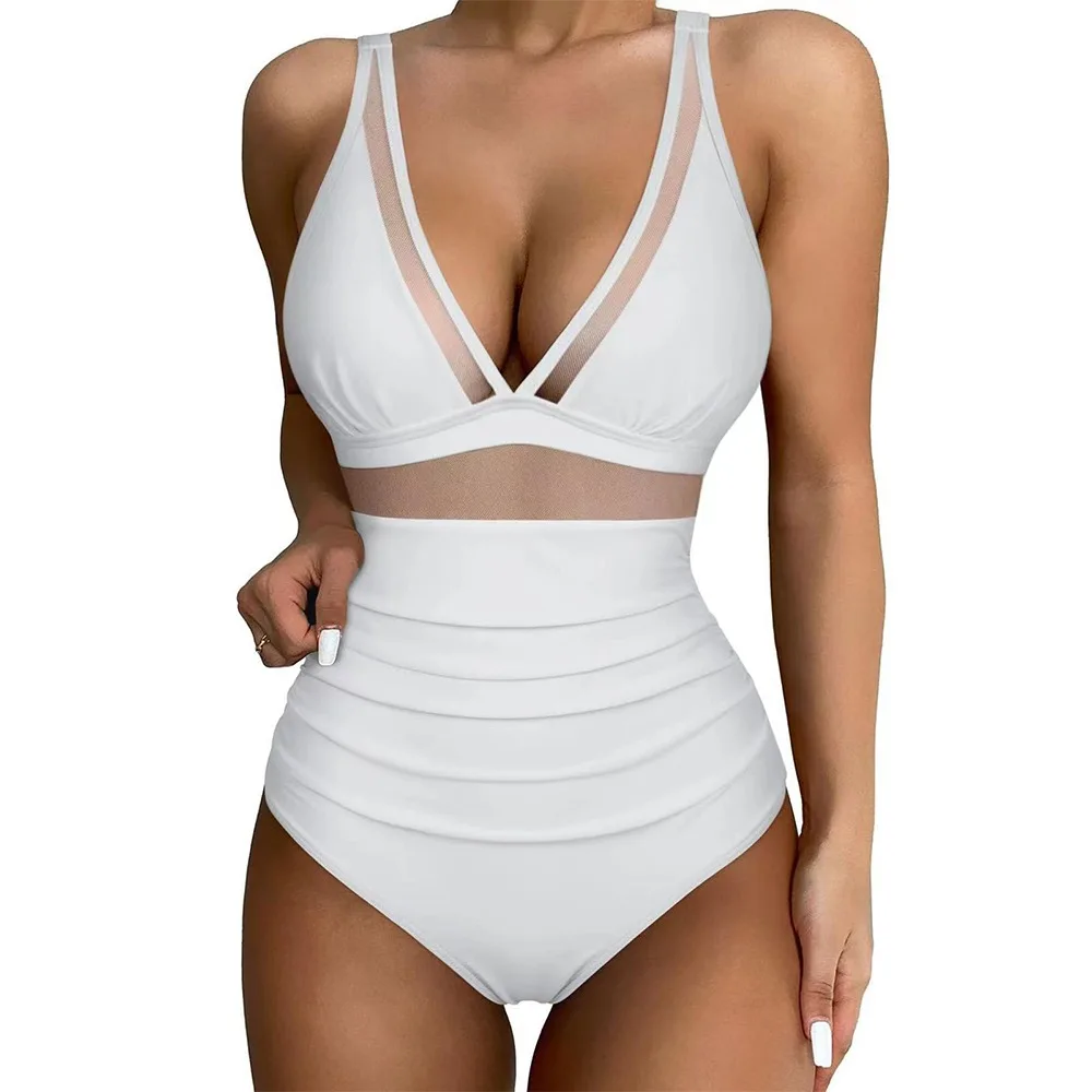 

One-piece Woman Swimsuit 2024 Sexy Mesh Swimwear Elegant Look Slim Swimming Suit Woman Beach Wear
