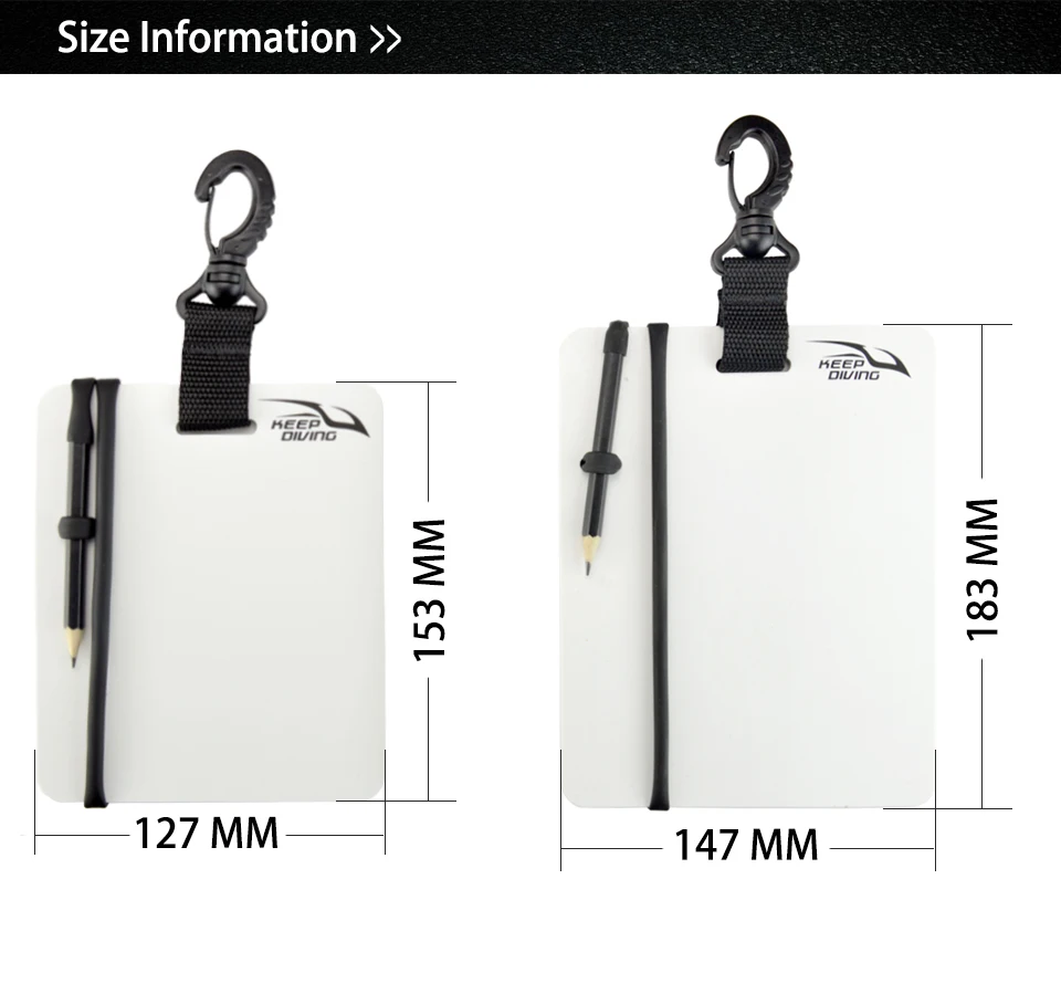 KEEP DIVING Underwater Writing Slate Diving Wordpad Gear Board with Swivel Clip and Pencil for Water Sports Diving Swimming 4