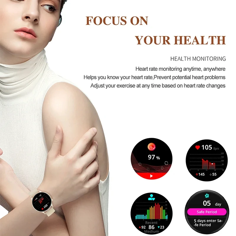 스마트워치 여성용 NFC GPS 이동 궤적 시계 블루투스 통화 팔찌 건강 심박수 모니터 스마트워치