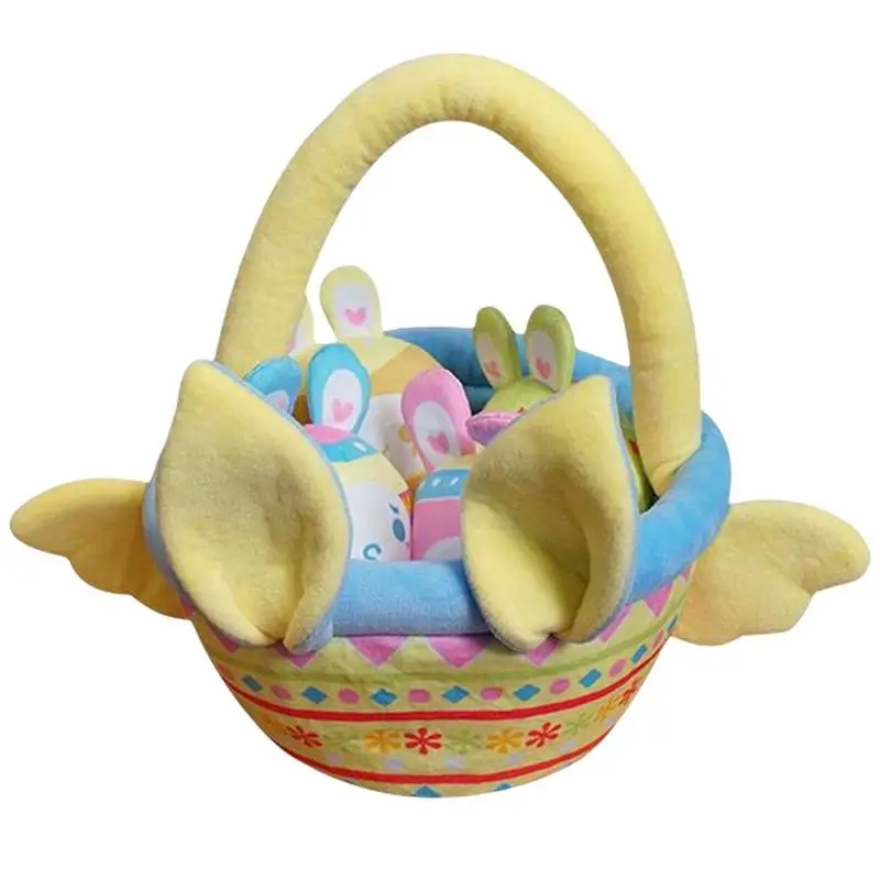 Plush Easter Bunny Basket Plush Basket Easter Egg Plush Toy Playset Easter Theme Party Favor Playset Basket Fillers Toys Goodie newborn baby photography props bunny hat spring floral posing basket theme set fotografia photoshoot studio shoot photo props