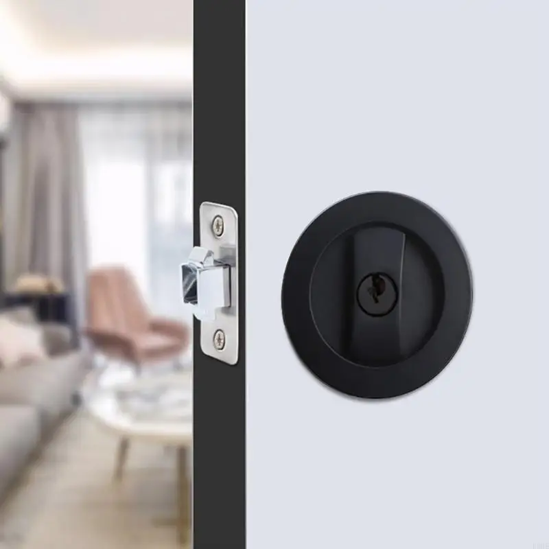 E5BE Pocket Door Lock Large Locking Lever Hardware for 35mm-55mm Thickness Door