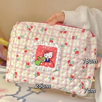 Hello Kitty Cute Cartoon Cat Large Capacity Makeup Bag Travel Portable Floral Student Storage Bag Women Accessories Wholesele