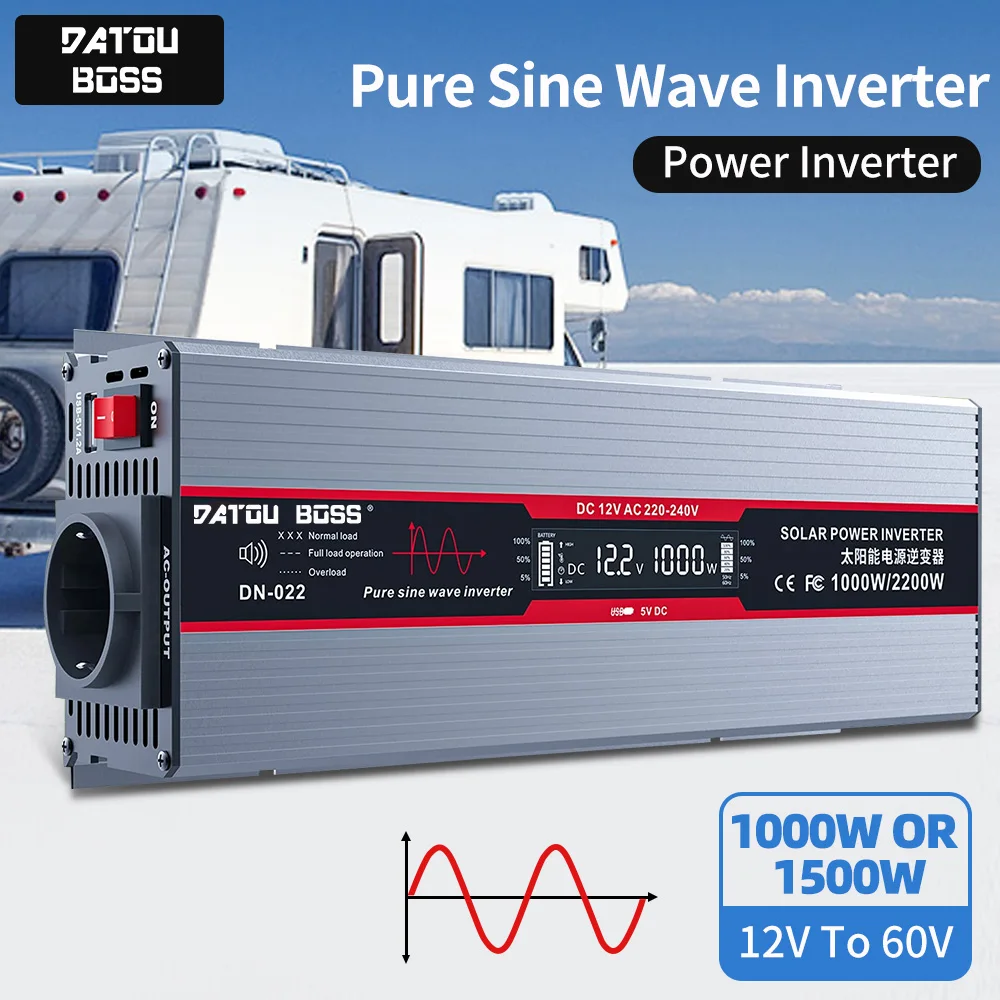 Inverter Onda Sinusoidale Pura 2000W/4000W - Da 12V/24V A 230V | Con 2 Prese EU, USB E Type-C | Per Camper, Emergenze, Outdoor - Foto 5