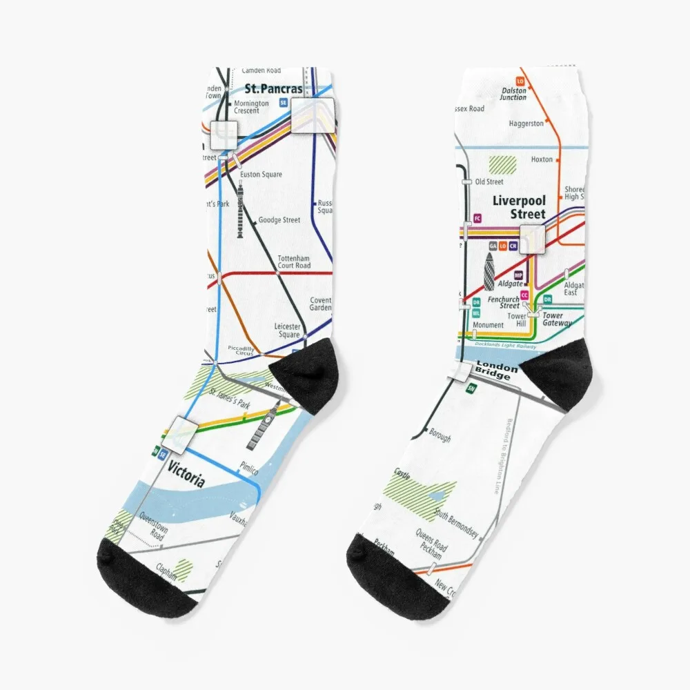 London City Rail Map Square Socks Sport Man Sock