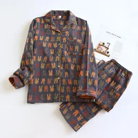 2026 Spring and Autumn New Couple Pajama Set 100% Cotton Long Sleeve Pants for Men and Women Two Piece Cute Home Furnishings