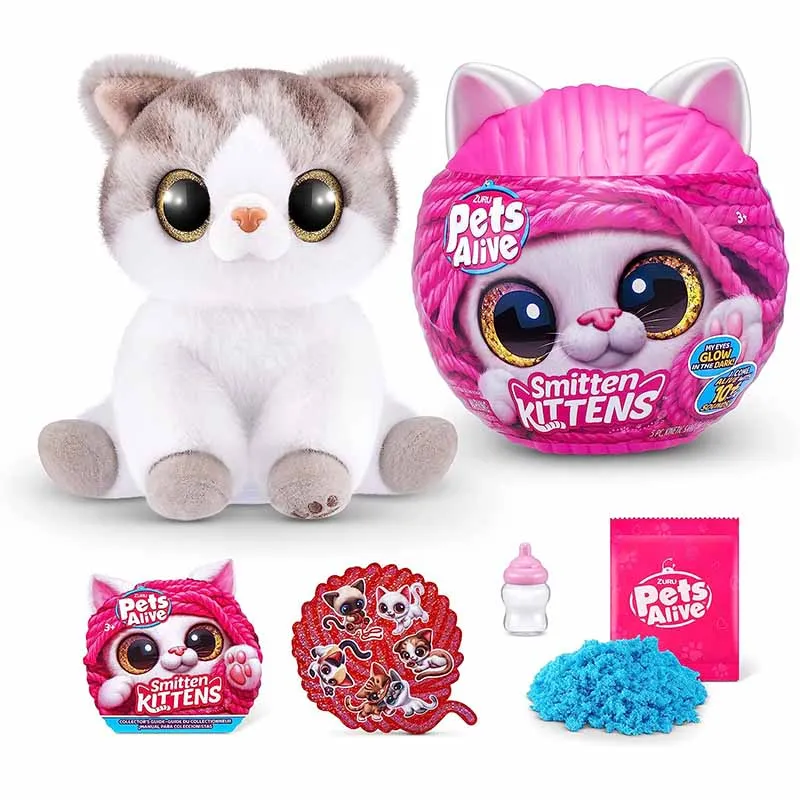 [New] ZURU Pets Alive Smitten Kittens Surprise Interactivity Woolen Cat Girl Cartoon Sound Toy Doll Birthday Gift Beach Sand Toy 2