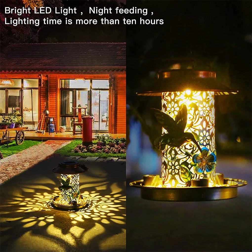 Solar Outdoor Courtyard Garden Tree Hanging Light Hanging Bird Feeder Hollow Waterproof Decorative LED Light Feeding
