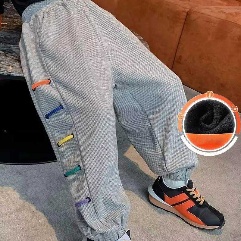 Children's Plush Sports Pants Spring And Autumn Casual For Older Children 12 Years