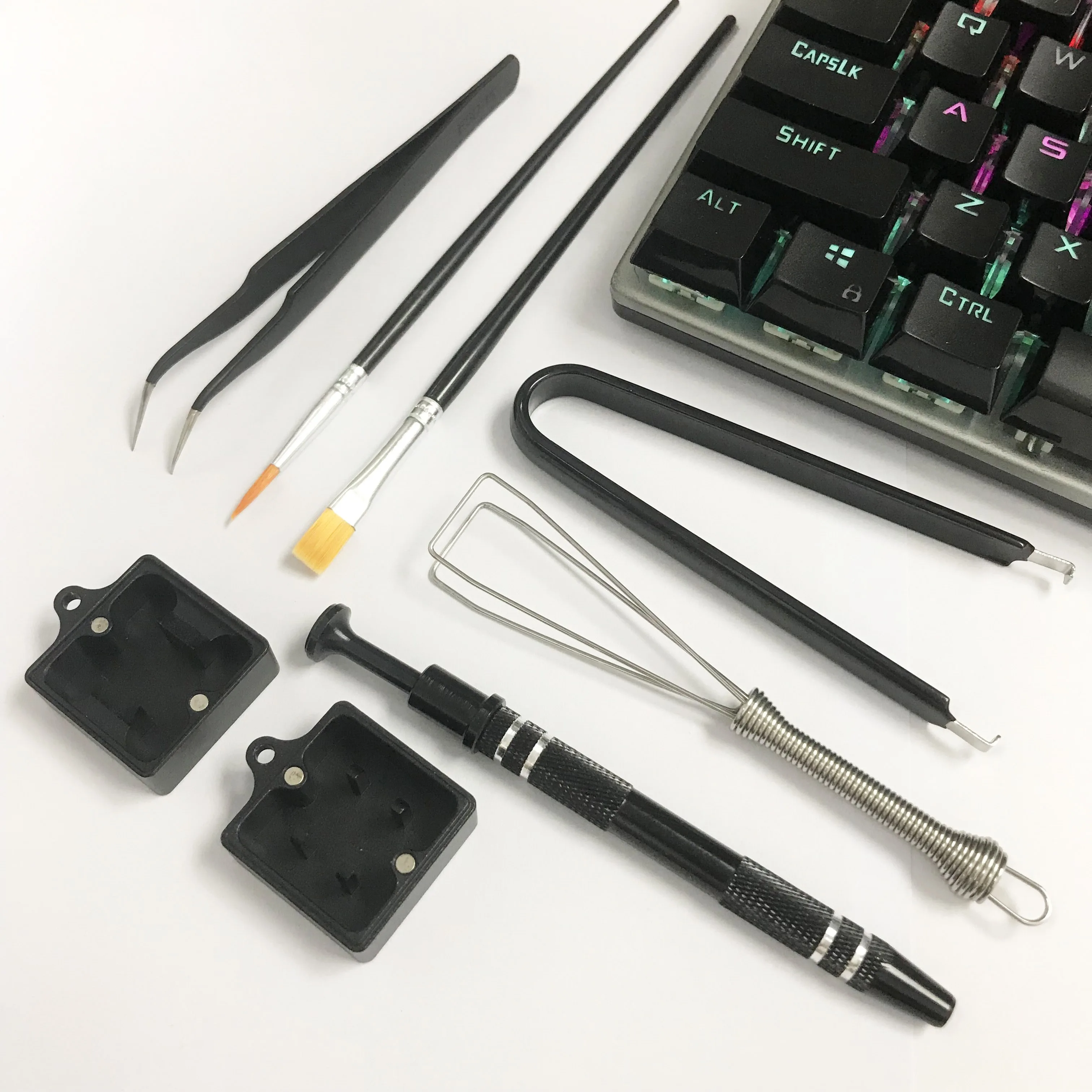 Kit de lubricante para teclado, juego de 7 piezas con pinzas extractoras de abridor de interruptor para teclado personalizado, herramientas de lubricante para teclado