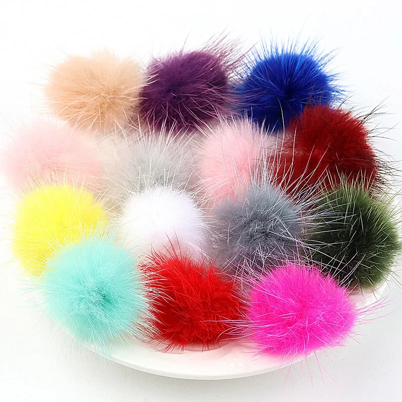 Craft Supplies Pom Poms Craft Supplies Fluffy Ball Accessories Mink Pompom Fur Balls 25mm 30mm 35mm 40mm Diy Pompon for Ring Keychain Shoes Hats Fluffy Pom Poms