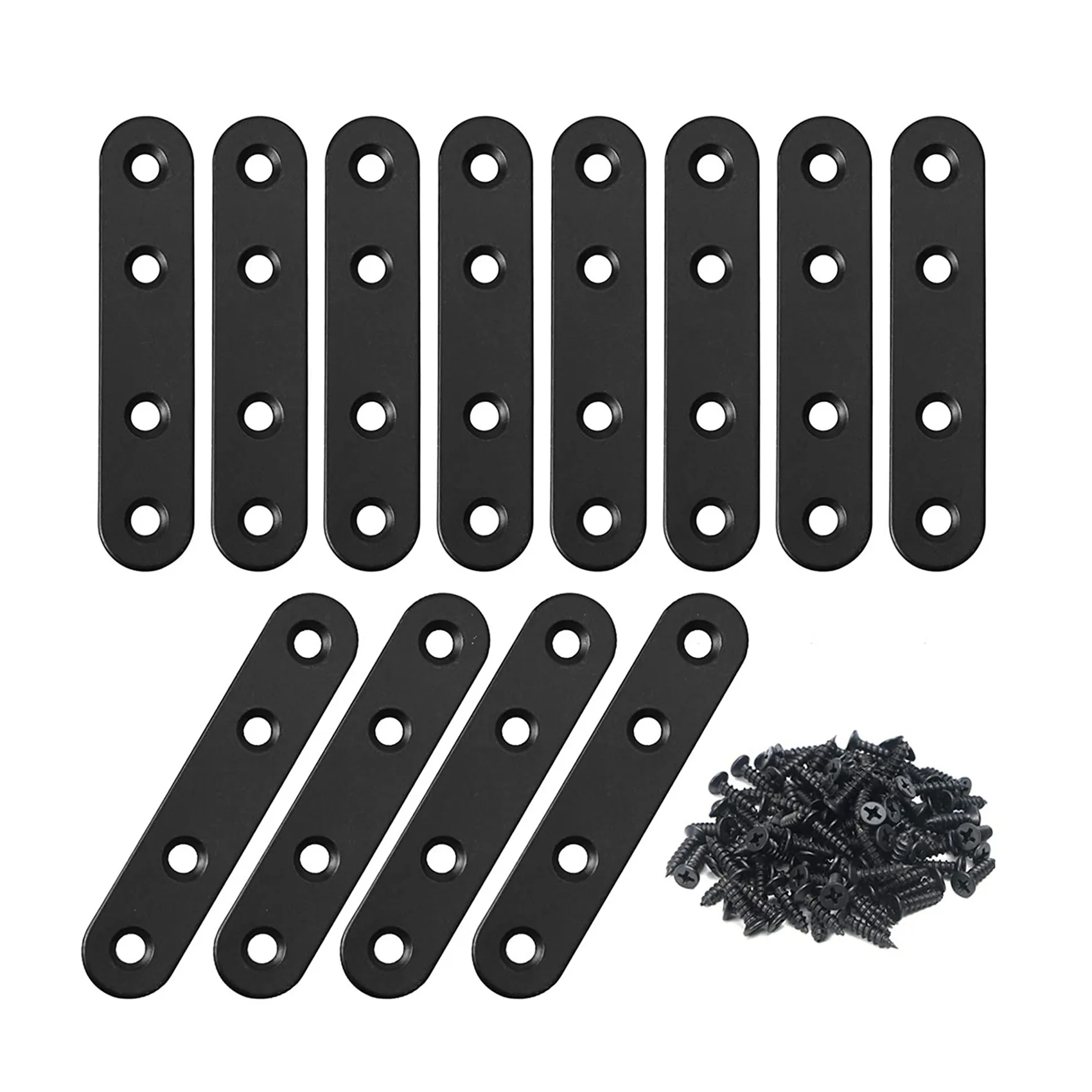 

12 PCS Straight Brackets Stainless Steel Brace Flat Metal Brackets Mending Repair Plate with Screws for Wood