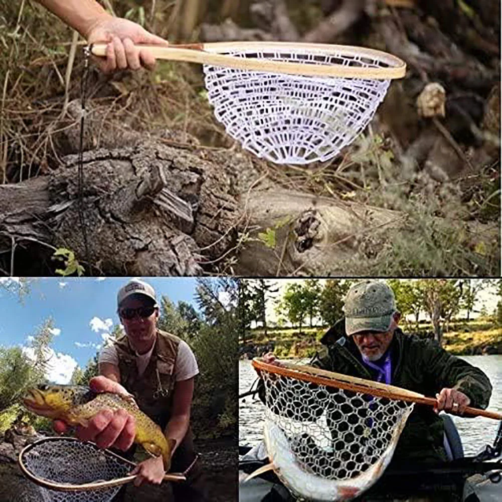 Fishing Net Fly Fishing Landing Net Wooden Frame Fish Net with Soft Rubber  Mesh for Trout Catch and Release Net Gifts for Men - AliExpress