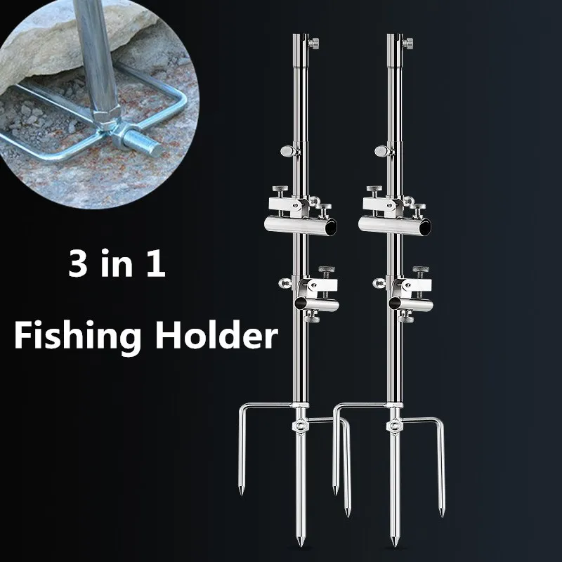 Stainless Steel Multi function Fishing Rod Holder 360° Rotate Bait Tray