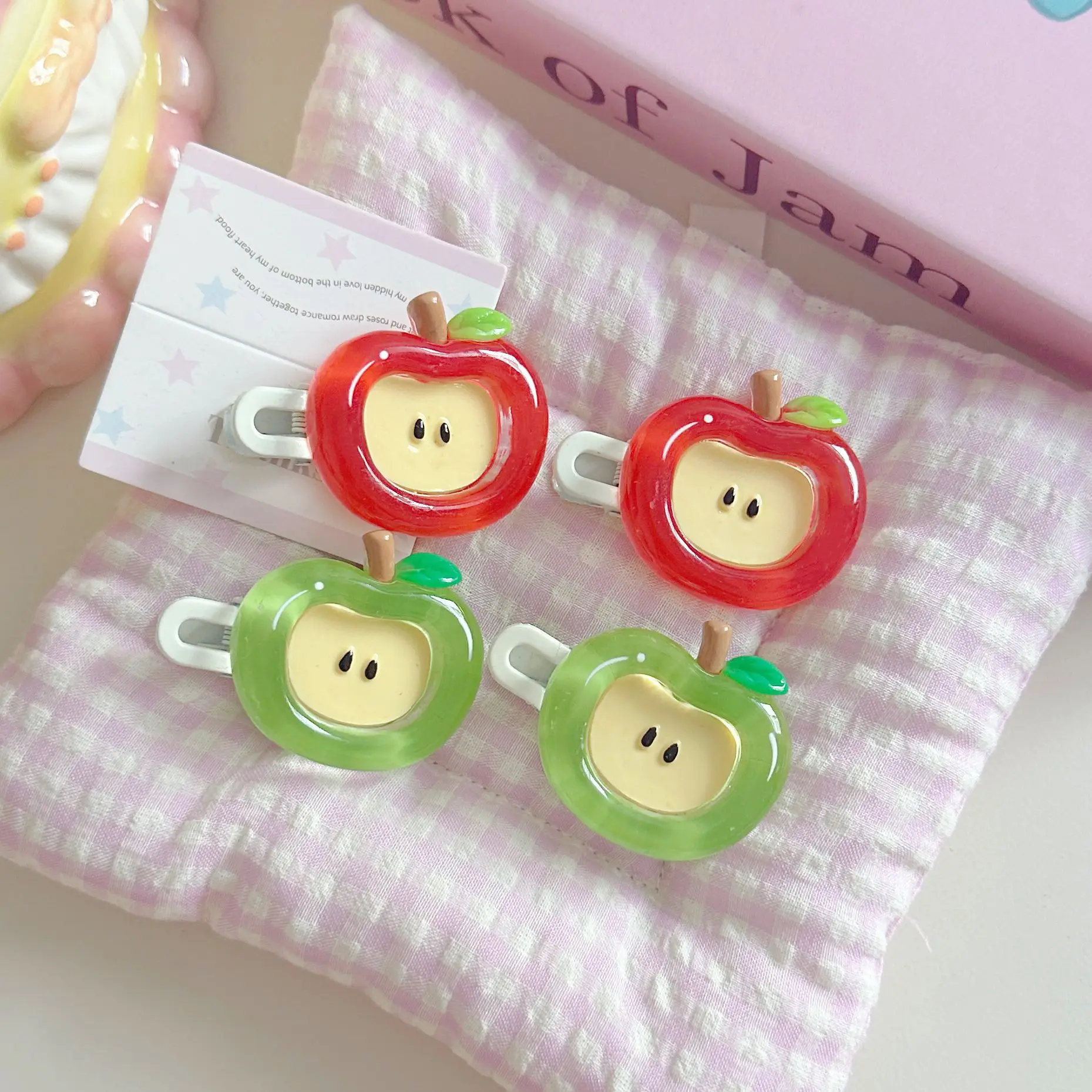 Cute Apple Hair Clip for Women-Cartoon Fruit Korean/Japanese Style Side Bangs Barrettes Girls Fashion Hairpin & Hair Accessories