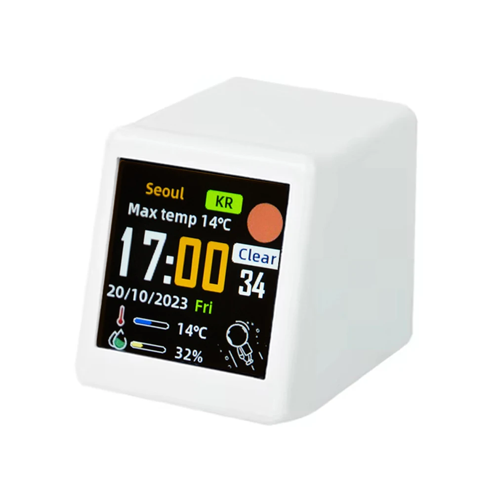 Smart Wifi Weather Station Display Weather Temperature Humidity Time Alarm Clock Desktop Decoration digital clock table clock weather station display