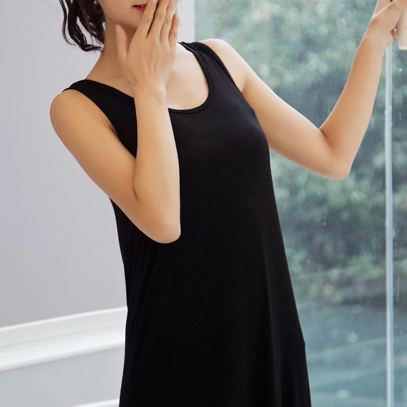 Modal Long Camis Vest Dress Bottoming Skirt Woman Loose Dresses Plus Fat Plus Size Pregnancy Female - Image 3