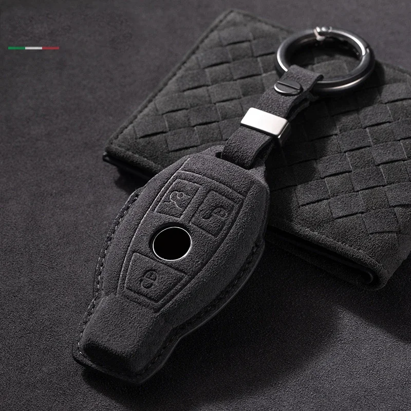 

For Mercedes Benz A C E S Class GLC CLA AMG W177 W204 W205 W212 W213 W176 Car Accessories Alcantara Car Key Case Cover Shell Fob