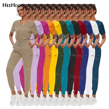Set Scrub Uniforme Donna Jogging Accessori ospedalieri Abito medico chirurgico Farmacia Assistenza sanitaria Abbigliamento da lavoro Unisex Uomo Scrub morbido