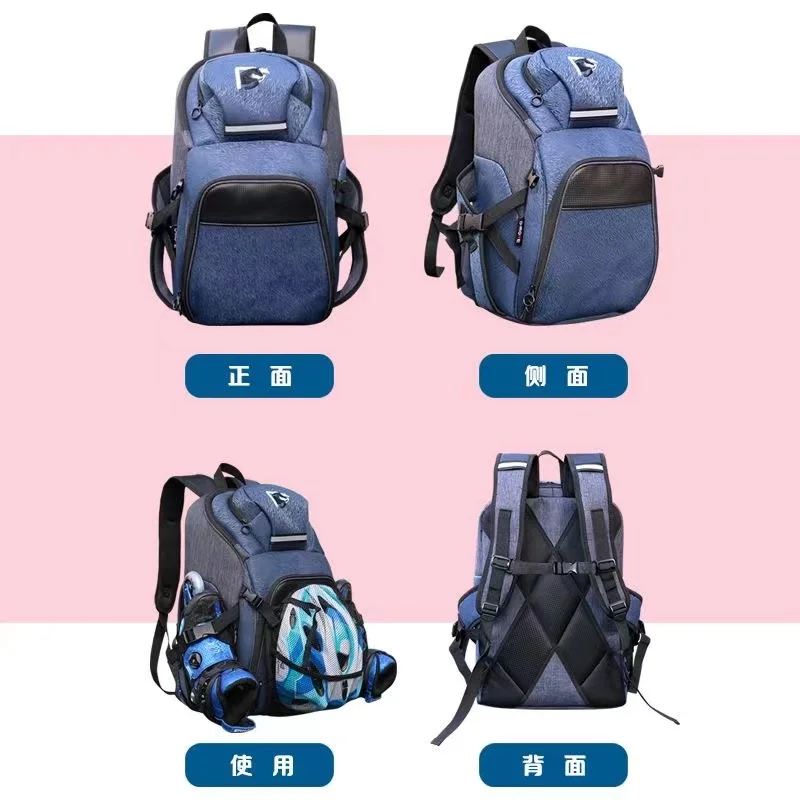 Large Capacity Waterproof Storage Bag for Adult Kids, Speed Roller, Inline Skates Helmet, Carry Case, Ice Skating Backpack, 48x3