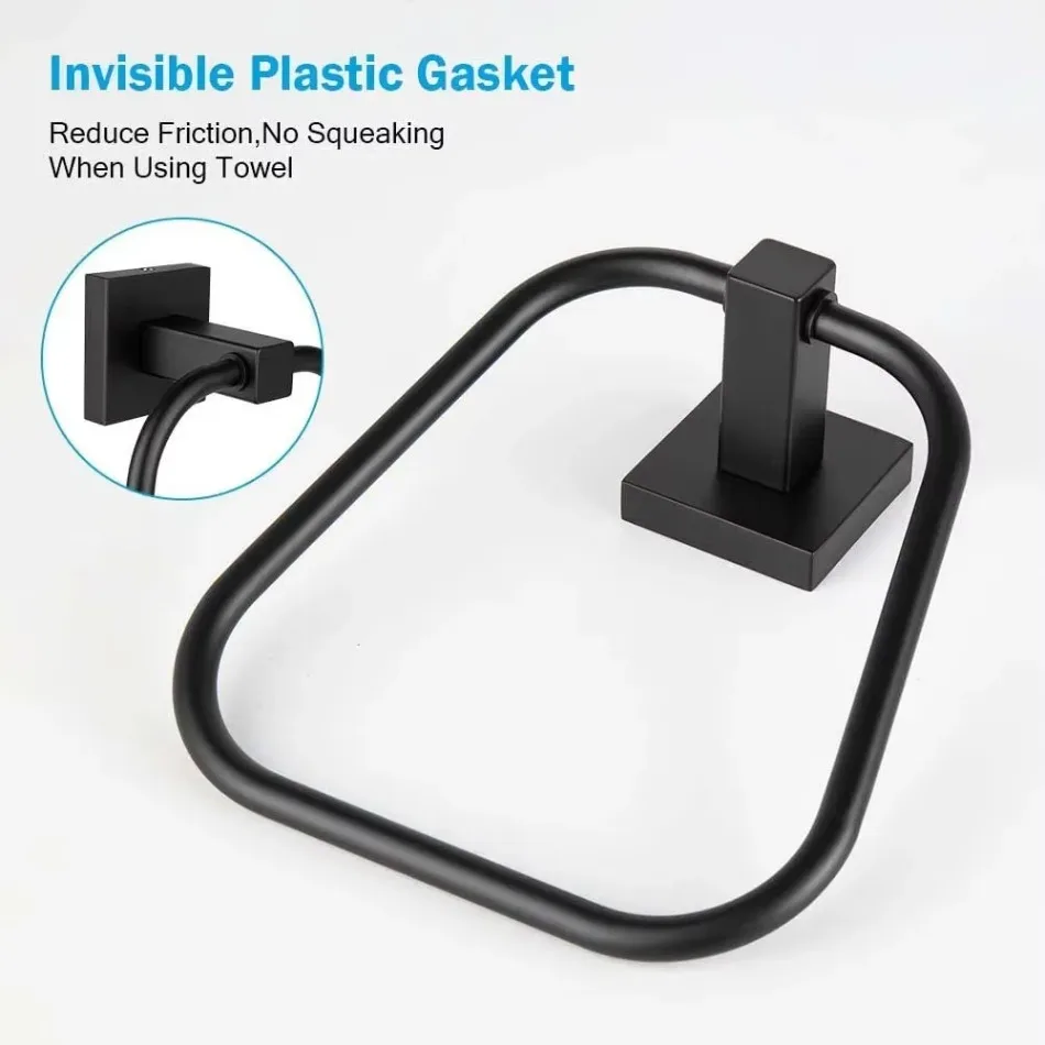 304 Stainless Steel Bathroom Towel Ring Towel Rack Bathroom Hotel Toilet Hook Square Towel Ring Bathroom Towel Holder