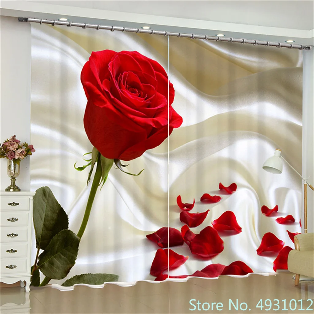 

2023 Romantic Red Rose Blackout Curtains for Bedroom Living Room Bathroom Kicthen Window Drapes Home Door